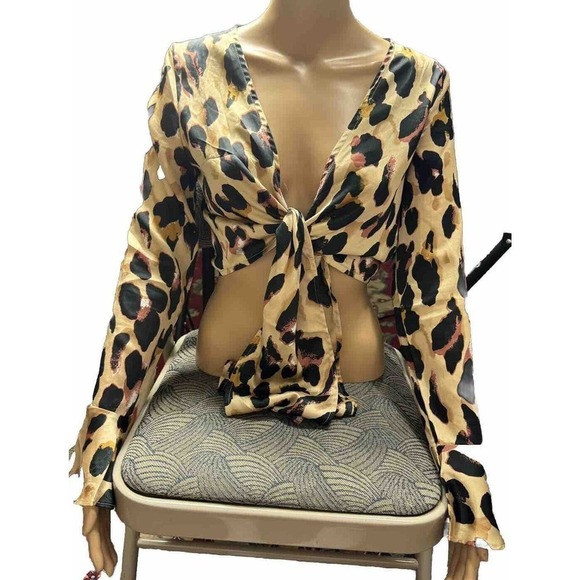 Nasty Gal Tops - Nasty Gal Front Tie Leopard Print Crop Top Size‎ 4